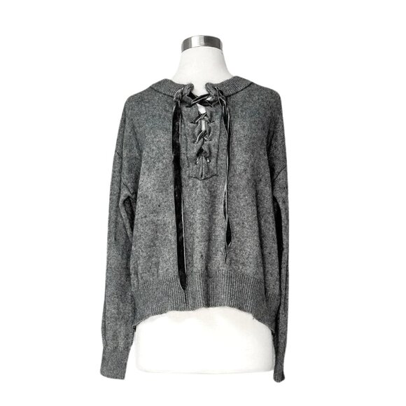 Rails Olivia Gray Lace Front Wool Cashmere Sweater - Picture 2 of 11